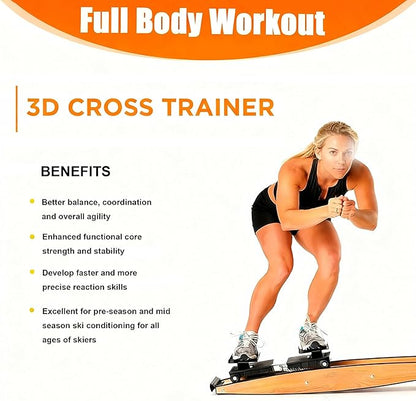 New Ski Trainer, Ski Simulator Machine for Full Body,3D Cross Trainer, Strength and Balance Training Tool Set, Noiseless Ski Exercise Machine for Skiing Beginners, Home Use