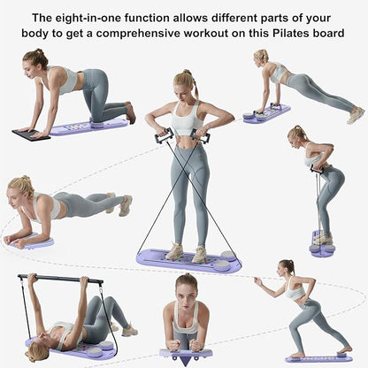 Pilates Board - 2025 Updated Pilates Reformer Machine Set, Multi-Purpose Foldable Pilates Reformer Board for Home, 6 in 1 Pilates Sliding Board
