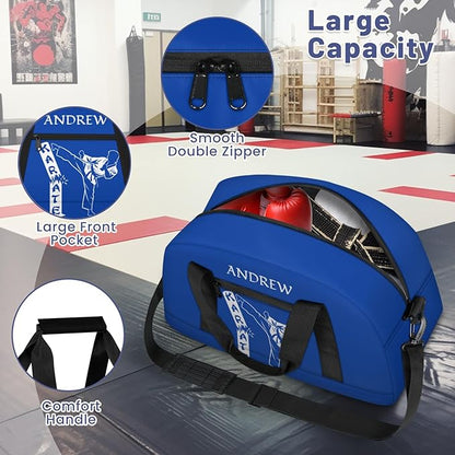 Custom Name Taekwondo Karate Duffle Bag for kids Boy Girls - Personalized Martial Arts Gear Bag, Water-Resistant Sparring Equipment Bag, Karate Navy