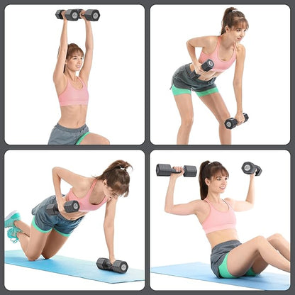 Sportneer Adjustable Dumbbells Hand Weights Set: 4 In 1 Weight Each 2lb 3lb 4lb 5lb Free Weights Dumbbells Set for Women Fast Adjust Dumbbell Set for Men Home Gym Workout Strength Training Exercise