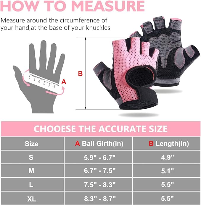 Weight Lifting Gloves for Men Women Gym Half-Finger Glove with Anti Slip Palm Hand Protection for Workout Training, Fitness, Hanging, Pull up, Cycling, Exercise
