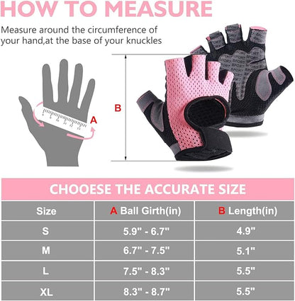 Weight Lifting Gloves for Men Women Gym Half-Finger Glove with Anti Slip Palm Hand Protection for Workout Training, Fitness, Hanging, Pull up, Cycling, Exercise