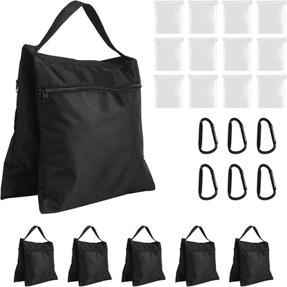 6 Pack Sandbags Weight Bags for Photography Equipments, Photography Sand Weight Bags, Heavy Duty Sandbags for Backdrop Stand, Outdoor Canopy, Photo Tripod,Pop up Tent, Umbrella Base (Black)
