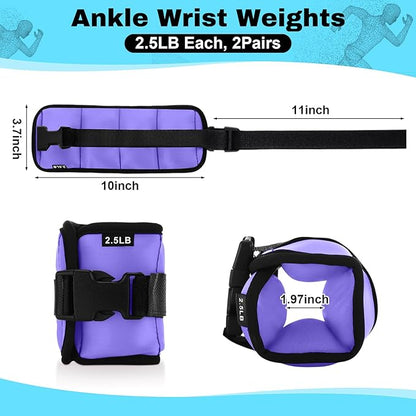 2 Pairs Ankle Wrist Weights for Land or Aquatic Exercise Aqua Cuffs Aqua Aerobics Fitness Bands for Ankle and Wrist Adjustable Weights for Swimming Pool Workout Equipment
