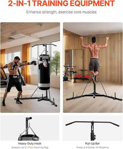 VEVOR 2 in 1 Punching Bag Stand, Steel Heavy Duty Workout Equipment,Freestanding Sandbag Rack,for Home Gym Fitness