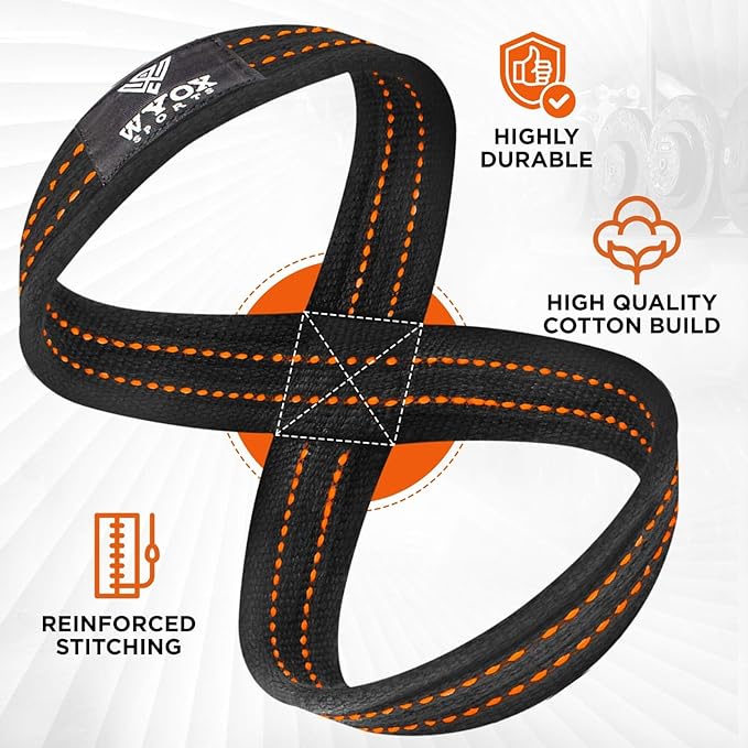 WYOX Figure 8 Weight Lifting Straps for Weightlifting Heavy Duty Deadlifting Workout Straps | Wrist Wraps Gym Equipment Gear Men Women PAIR