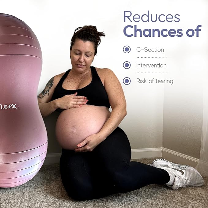 Meex Peanut Ball Labor - Durable and Thick Birthing Ball for Pregnancy - Peanut Ball Pregnancy for Labor - Antiburst Birth Ball - Labor Ball - Peanut Exercise Ball - Pregnancy Ball - Pump Included