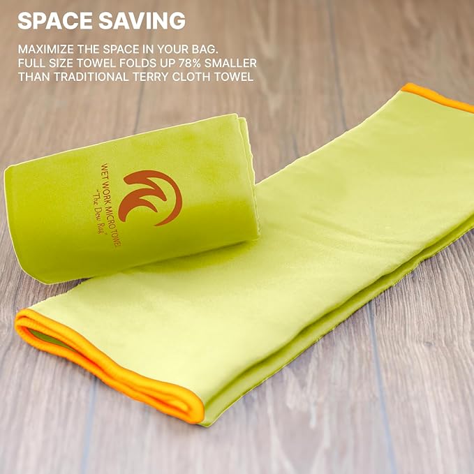 Wet Work Microfiber Medium(40”x20”) Towels for Bathroom, Thin & Lightweight, Super Absorbent, Quick Dry, Ultra-Soft, Lint Free, Compact, Perfect for Gym, Travel, Soft Bath Towels, Quick Drying Towel