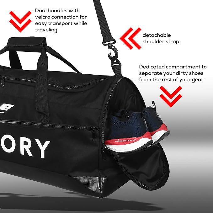 Large Breathable Duffle Bag for MMA Gear, Boxing Gear, Gym or other Sports (Black)