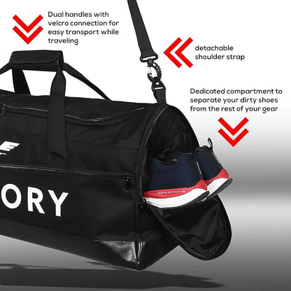 Large Breathable Duffle Bag for MMA Gear, Boxing Gear, Gym or other Sports (Black)