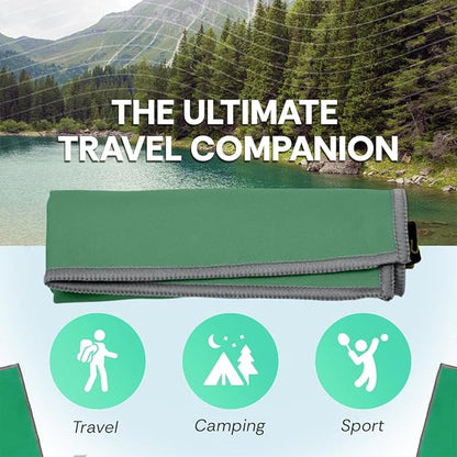 Backpacking Ultralight Quick Dry Microfiber Soft Fast Drying Hand and Face Towel Wash Cloth Camping Yoga Hiking Active Lifestyle Small (Green, Small)