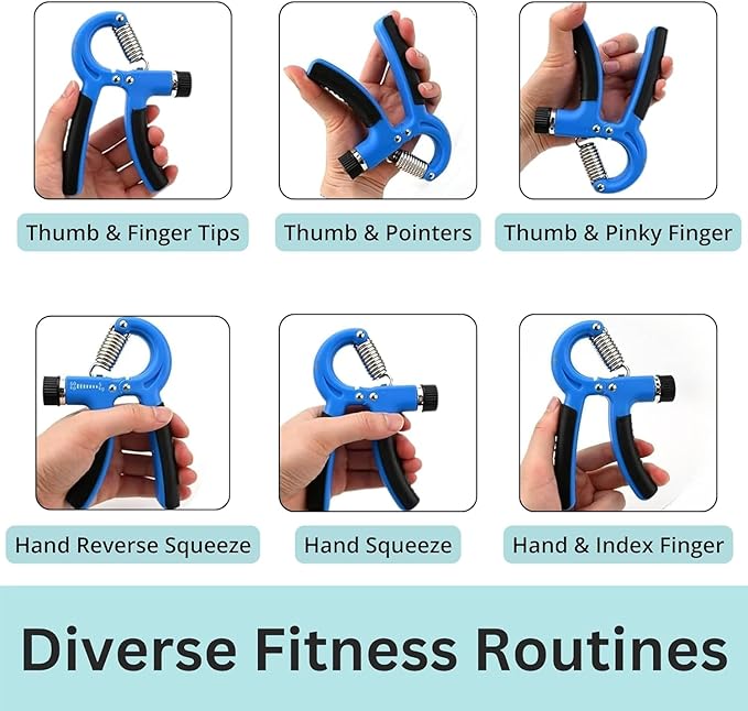 Hand Gripper META_HG60_Blue | Adjustable 5-60kg Grip Strength Trainer for Forearm, Wrist & Hand Exercise | Ideal for Gym, Fitness & Rehabilitation Forearm Strengthener