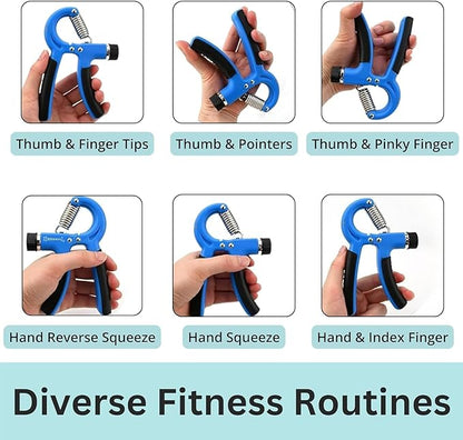 Hand Gripper META_HG60_Blue | Adjustable 5-60kg Grip Strength Trainer for Forearm, Wrist & Hand Exercise | Ideal for Gym, Fitness & Rehabilitation Forearm Strengthener