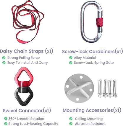 JYHHCYS Bungee Fitness Equipment Set Plus Size, Heavy Duty Aerial Yoga Resistance Rope for Home Gym Training & Fitness, Indoor Bungee Jumping Harness(Full Set L - 154 lbs/70kg)