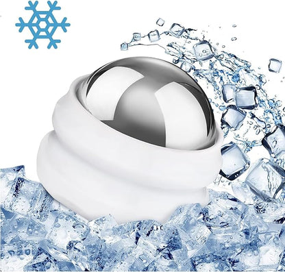 Cold Massage Roller Ball, Stainless Steel Massage Ball for Cold & Heat Therapy Relief, Ice Ball Roller for Muscles Deep Tissue, Free Rolling Removable Gel Ball for Pain Relief