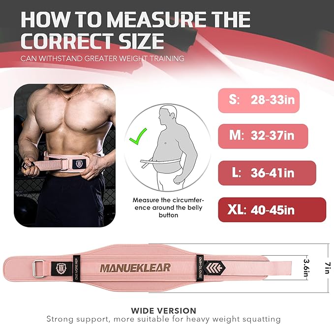 Weight Lifting Belt, Lifting Belts for Women Men,MANUEKLEAR Weightlifting Belt Quick Locking Back Support for Bodybuilding, Fitness, Powerlifting, Cross Training, Squats, Workout, Exercise