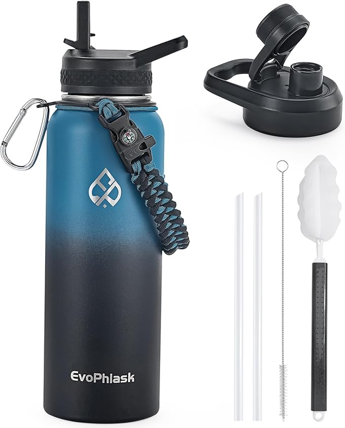 40 oz Insulated Water Bottle(Cold for 48Hrs), Large Stainless Steel Water Bottle BPA Free, Leak Proof Metal Water Jug for Sport, Hiking, Camping, Travel, Indigo Black
