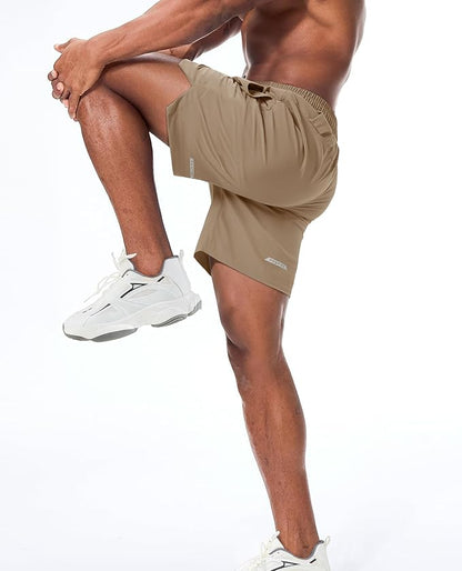 Running Shorts for Men 7 inch Inseam 2 in 1 Quick Dry Athletic Gym Workout Tennis Shorts with Phone Pockets