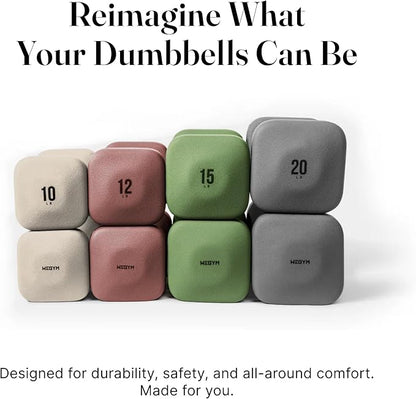 WeGym SafeGrip Square Dumbbells with Anti Slip Handles, Aesthetic Free Weights for Home Workouts, Stable Design Prevents Rolling during Floor Exercises - Set