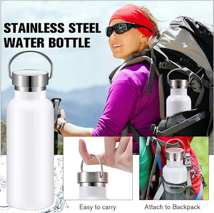 Cunhill 10 Pack Reusable Stainless Steel Water Bottle Bulk Double Wall Insulated Sports Water Bottle with Handle and Vacuum Seal Leakproof Lid for Sports Cyclists Hiking Gym Camping Gift(White,17 oz)
