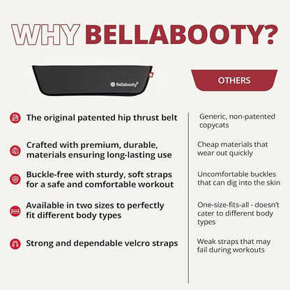 Bellabooty Premium Hip Thrust Belt - Adjustable Exercise Belt for Glutes & Squats, Hip Thrust Pad for Comfort, Versatile Gym Equipment for Home - Weightlifting Belt Support for Women