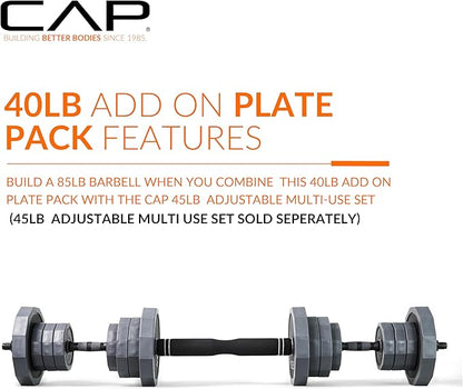 CAP Barbell Multi-Use Adjustable Weight Set - Versatile Dumbbell, Barbell & Kettlebell for Full-Body Workouts | 45lb and 66lb options