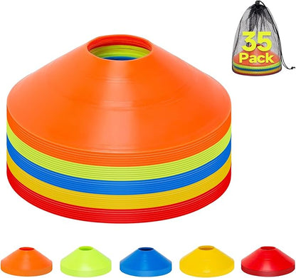 35/65/105 PCS Agility Soccer Cones for Training, Reusable Sports Cones for Drills with Mesh Bag, Training Cones for Soccer Practice, Football, Basketball - Disc Cones Training Equipment