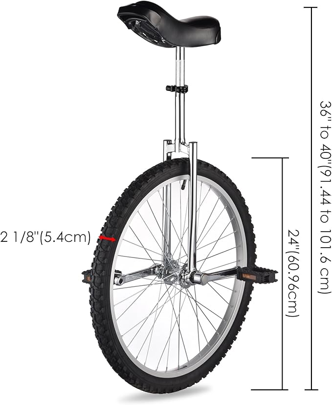 AW 16/18/20/24 Inch Wheel Outdoor Unicycle Adjustable Seat Exercise Bicycle Fit Adults Kids Outdoor Sports Fitness Exercise, for Choice