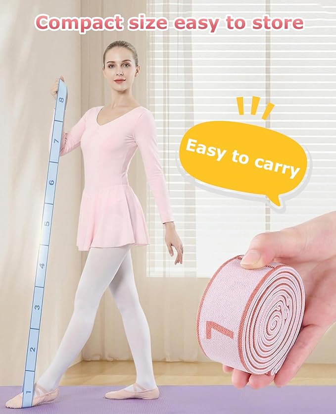 3pcs Resistance Bands with Number 8/10/12 for Women and Kids, Yoga Stretching Ballet, Stretch Strap for Exercise Hamstring Stretcher Physical Therapy Band