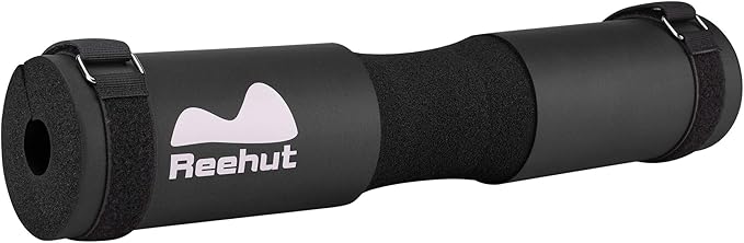 REEHUT Squat Pad Barbell Pad for Squats, Lunges and Hip Thrusts - Foam Sponge Pad Provides Relief to Neck and Shoulders While Training - Fit Standard and Olympic Bars Perfectly Black (Black)