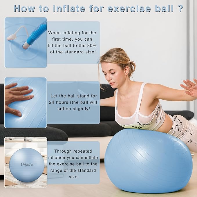 Exercise Ball, Pilates Ball for Pregnancy, Swiss Balance Ball with Pump,Multiple Sizes Stability Ball Chair for Office, Home Gym, Fitness, Workout and Physical Therapy
