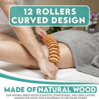 COZLOW 6-in-1 Wood Therapy Massage Tools - Professional Maderoterapia Kit for Body Sculpting, Shaping, Fascia Release & Lymphatic Drainage - Maderotherapy Helps Reduce Cellulite Appearance