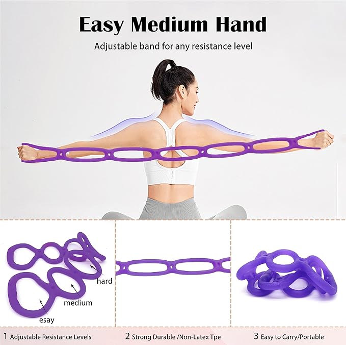 7 Ring Adjustable Loop Resistance Bands for Working Out Walk at Home，Workout Bands Exercise Stretch Band for Women&Men Fitness, Yoga, Pilates-Non-Slip, Durable Rubber, Home/Gym Use