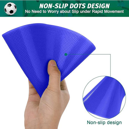 Poly Spots 4" or 9" Flat Cones Spot Markers for Gym/PE Training, Dance, 12/18/24 Pcs Non-Slip Rubber Floor Dots Flat Disc Markers for Soccer Basketball Sports Agility Drills, Classroom Activities