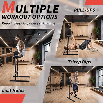 Adjustable Height Dip Bar Station, Heavy Duty Dip Station for Home Gym,Multi-function Dip Station Pull Up Bar Full Body Strength Training Workout Fitness Equipment for Tricep Dips