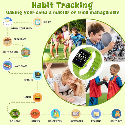 Kids Digital Watches for Boys Girls, Sports Watch with Fitness Tracker, Pedometer, Alarm Clocks, Stopwatch, No App Needed Waterproof Kids Watch, Gift for Teens Student Girls Boys Ages 5-14