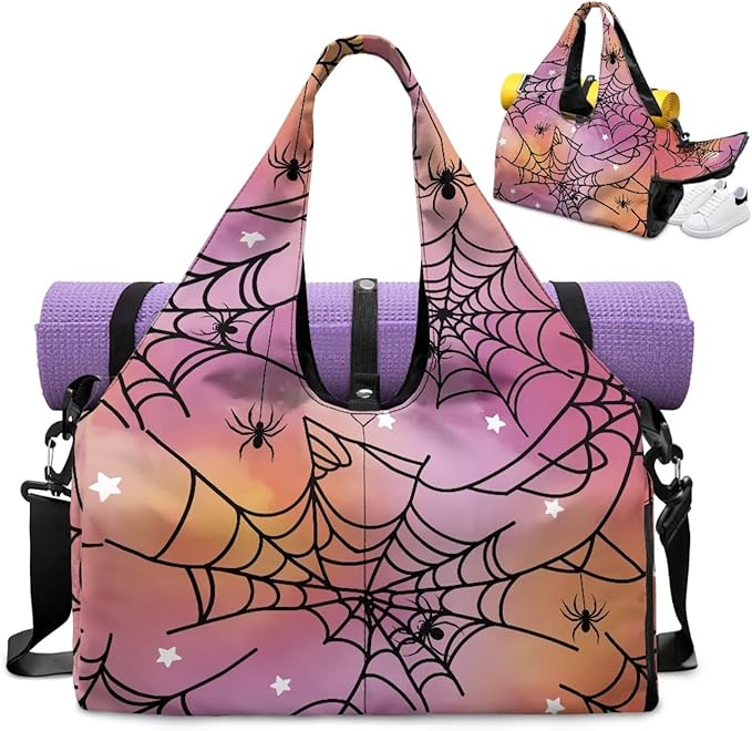 Gym Bag with Yoga Mat Holder Large Tote Bag With Multi Pockets for Women Men Dry Wet Separated Pocket Carryall Yoga Tote Bag for Pilates Travel Workout Office