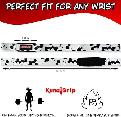 Anime Lifting Straps - Padded Wrist Straps for Weightlifting, Bodybuilding, Gym Workouts, Powerlifting, Deadlifts & Fitness (Soft Cotton 23.5 inch, 1 Pair)
