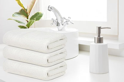 ZUPERIA White Bath Towels Bulk 60 Pack (24 x 48 Inches) - 100% Cotton Economy Light Weight Towels for Commercial Use - Quick Dry, Ultra-Soft, and Absorbent Bulk Towels
