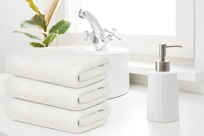 ZUPERIA White Bath Towels Bulk 36 Pack (24 x 48 Inches) - 100% Cotton Economy Light Weight Towels for Commercial Use - Quick Dry, Ultra-Soft, and Absorbent Bulk Towels