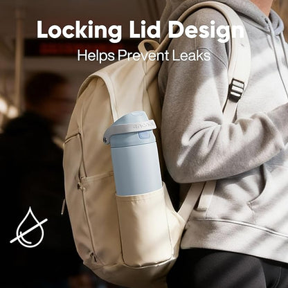 ENCOOL Leakproof Insulated Water Bottle with Straw Dual-Sip Water Bottle Bag-Safe Design for Work, Commute & Gym – Keeps Drinks Cold All Day, 24 oz, Peach Purple