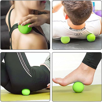 WOVTE Massage Lacrosse Ball for Sore Muscles, Shoulders, Neck, Back, Foot, Body, Deep Tissue, Trigger Point, Muscle Knots, Yoga and Myofascial Release (Green)