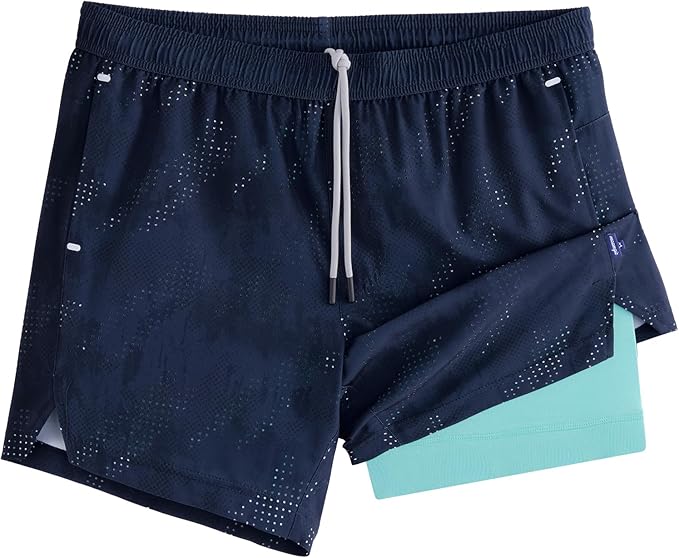 maamgic Mens Running Shorts with Compression Liner 5" Quick Dry Workout Shorts Anti-Chafe Gym Shorts 2 in 1 Athletic Shorts