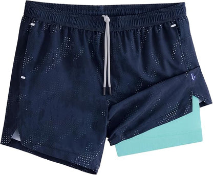 maamgic Mens Running Shorts with Compression Liner 5" Quick Dry Workout Shorts Anti-Chafe Gym Shorts 2 in 1 Athletic Shorts