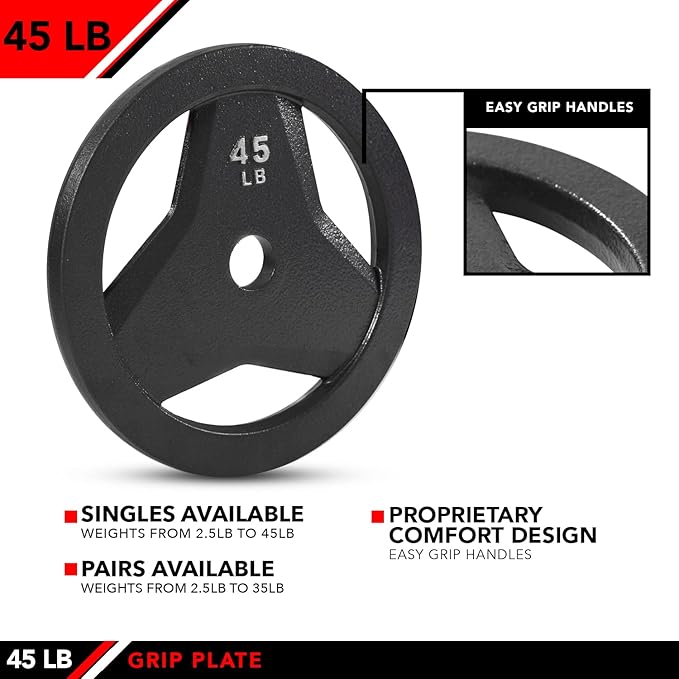 JFIT Olympic 2 Inch Grip Plates and Bumper Plates for Barbell - Single Weights or Sets of 2 (Muliple Weights)