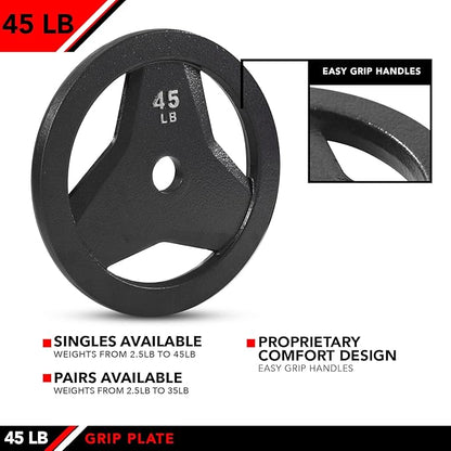JFIT Olympic 2 Inch Grip Plates and Bumper Plates for Barbell - Single Weights or Sets of 2 (Muliple Weights)