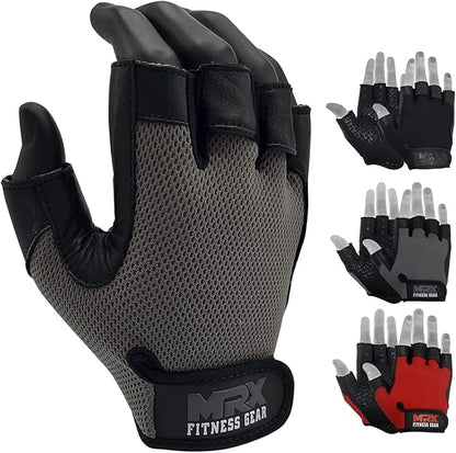 Weightlifting Gloves Leather Palm Grip Half Finger Body Building Gym Glove for Exercise Training Fitness Workout Men Women Lifts Made Spandex Materials, Including Genuine Amara Leather