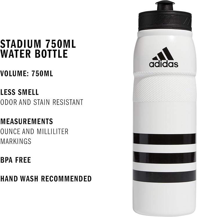 adidas 750 ML (28 oz) Stadium Refillable Plastic Sport Water Bottle