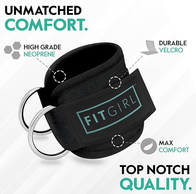 FITGIRL Ankle Strap for Cable Machine – Premium Padding and Comfort for Cable Exercise Machines, Cable Exercise Attachment for Home & Gym, Glute Workouts - Kickbacks, Leg Extensions, Hip Abductors