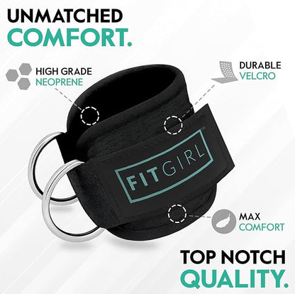 FITGIRL Ankle Strap for Cable Machine – Premium Padding and Comfort for Cable Exercise Machines, Cable Exercise Attachment for Home & Gym, Glute Workouts - Kickbacks, Leg Extensions, Hip Abductors